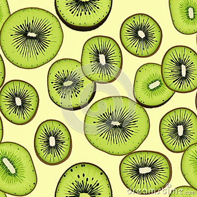 Kiwi fruits pattern. Generate Ai Stock Photo