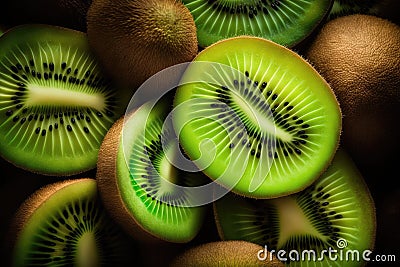 Kiwi full frame, fresh fruit background, Generated AI Stock Photo