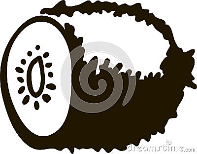 Kiwi fruit silhouette isolated on white background vector illustration. Vector Illustration