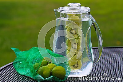 Kiwi Lime Infused Water Stock Photo