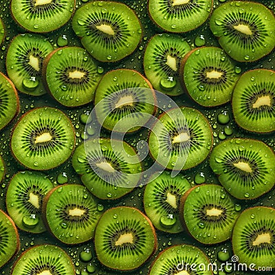 Kiwi seamless pattern background. Realistic photographic style. Cartoon Illustration