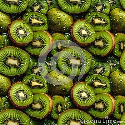 Kiwi seamless pattern background. Realistic photographic style. Cartoon Illustration