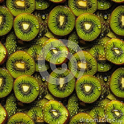 Kiwi seamless pattern background. Realistic photographic style. Cartoon Illustration