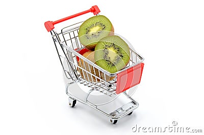 Kiwi in shopping cart Stock Photo