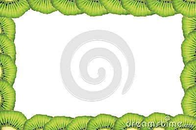 Kiwi Slices Frame, Large Isolated Horizontal Copy Space Macro Closeup Stock Photo