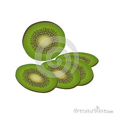 Kiwi slices on white background. Vector Illustration