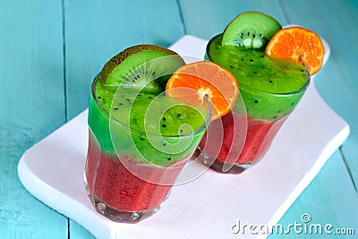 Kiwi and strawberry smoothie Stock Photo