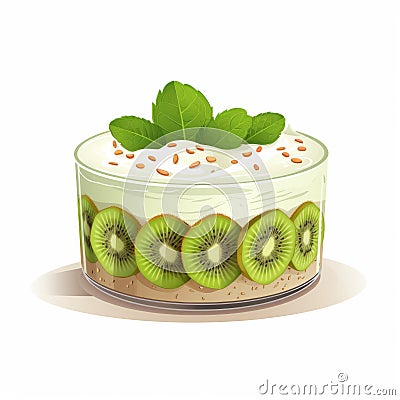 Kiwi Souffle: A Delicious Dessert With Cream And Kiwi Stock Photo