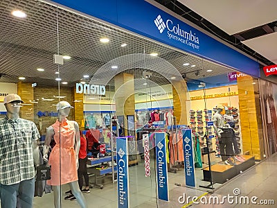 Kiyv, Ukraine - August 2, 2020: Columbia sportswear Company store at shopping mall at Kiyv, Ukraine Editorial Stock Photo