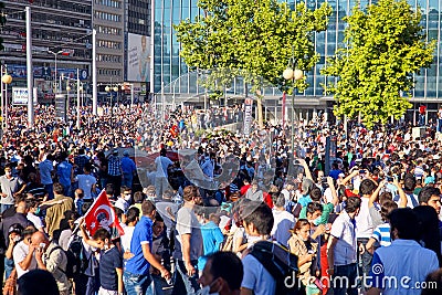 Kizilay square occupied by the discontent anti-government protesters during Gezi park protests in Ankara, Turkey Editorial Stock Photo