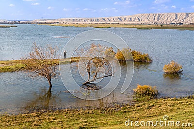 Kizilirmak River just near Cesnigir Bridge in Kirikkale, Turkey Stock Photo