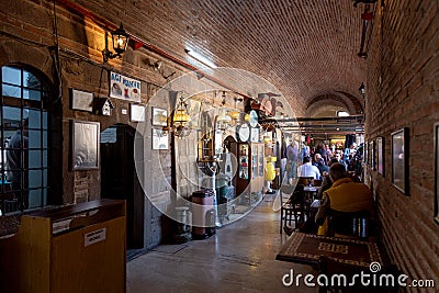 Kizlaragasi Khan Bazaar is old historical shopping center in Izmir. Editorial Stock Photo