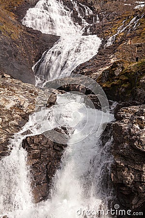 Kjosfossen Waterfall, Aurland, Norway Stock Photo