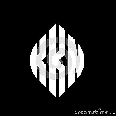 KKN circle letter logo design with circle and ellipse shape. KKN ellipse letters with typographic style. The three initials form a Vector Illustration