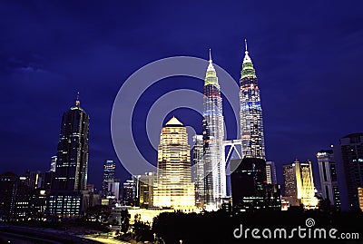 KL Skyline night view, Kuala Lumpur, Malaysia Editorial Stock Photo