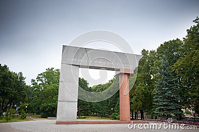 Klaipeda, 'Arch' - the granite monument to the unification of Lithuania Editorial Stock Photo