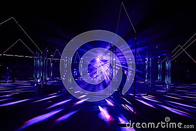Klaipeda, Lithuania - February 23, 2023 - Light installation at the Light Festival in Lithuania Editorial Stock Photo