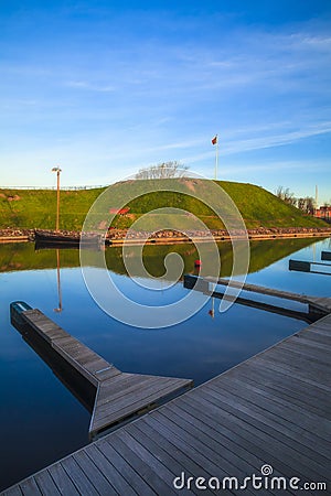 Vertical shot of a yachts port in Klaipeda, Old Town, Lithuania in the morning Editorial Stock Photo