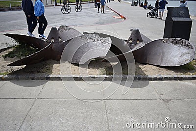 Klamath ferryboat propellers now at Aquatic Park. Editorial Stock Photo