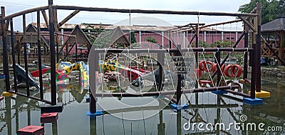 Swimming Pool with Playgrounds Editorial Stock Photo