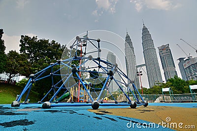 KLCC Park and Petronas Twin Towers. Kuala Lumpur. Malaysia Editorial Stock Photo