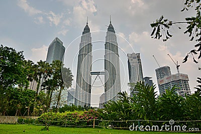 KLCC Park and Petronas Twin Towers. Kuala Lumpur. Malaysia Editorial Stock Photo