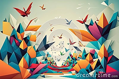 Klee-Inspired Vector Background - generative ai Stock Photo