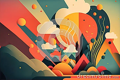 Klee-Inspired Vector Background - generative ai Stock Photo