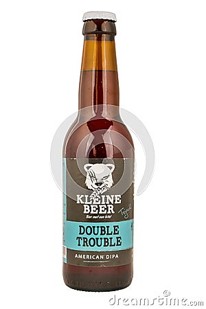 Kleine Beer beer bottle double trouble from Frisian Craft brewery in Lemmer. Editorial Stock Photo