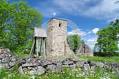 Kleine Kirchenruine in Rytterne lilla kyrkoruin , Schweden Stock Photo