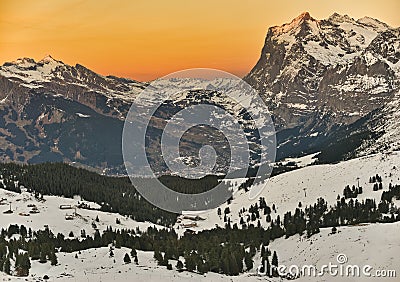 Kleine Scheidegg Eiger and Jungfraujoch Bernese Alps Stock Photo