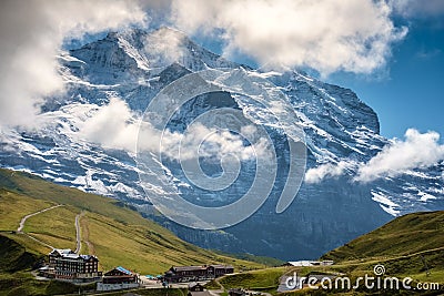 Railway track connecting Kleine Scheidegg and Jungfraujoch Bernese Alps, Switzerland Editorial Stock Photo