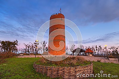 Klimek tower at the castle ruins in Grudziadz at dusk, Poland Stock Photo