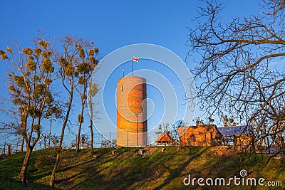 Klimek tower at the castle ruins in Grudziadz at sunset, Poland Stock Photo