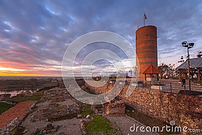 Klimek tower at the castle ruins in Grudziadz at sunset, Poland Stock Photo