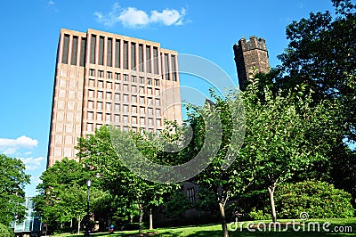 Kline Biology Tower and sloane physical lab Stock Photo