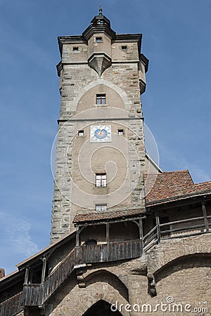 The `Klingen` town gate in the medieval town Rothenburg ob der Tauber, one of the most beautiful villages in Europe, Germany Stock Photo