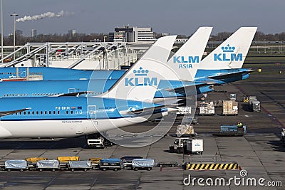 Klm boeing aircraft parked at the passenger terminal Editorial Stock Photo