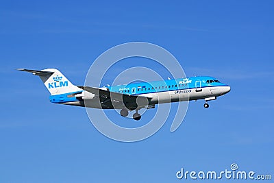 KLM Fokker 70 landing Editorial Stock Photo