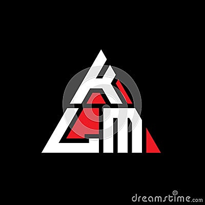 KLM triangle letter logo design with triangle shape. KLM triangle logo design monogram. KLM triangle vector logo template with red Vector Illustration