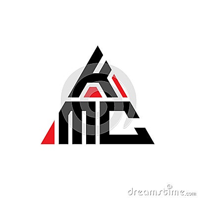 KMC triangle letter logo design with triangle shape. KMC triangle logo design monogram. KMC triangle vector logo template with red Vector Illustration