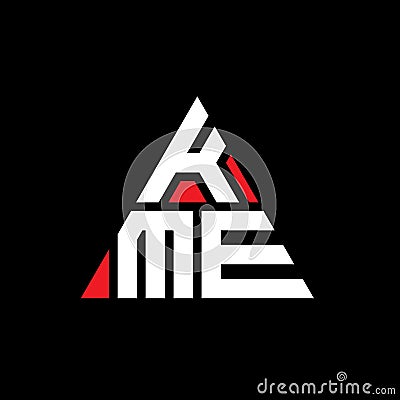 KME triangle letter logo design with triangle shape. KME triangle logo design monogram. KME triangle vector logo template with red Vector Illustration