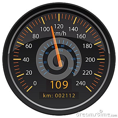 KMH Kilometers per Hour Speedometer Odometer Automotive Dashboard Gauge Vector Illustration Vector Illustration