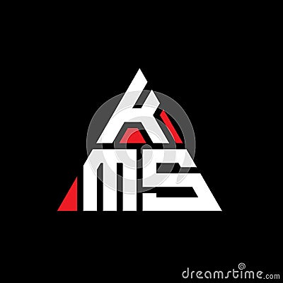 KMS triangle letter logo design with triangle shape. KMS triangle logo design monogram. KMS triangle vector logo template with red Vector Illustration