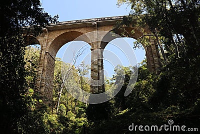 Knapsack Gully Viaduct Sandstone Bridge Stock Photo