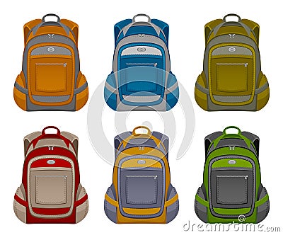 Knapsack set Vector Illustration