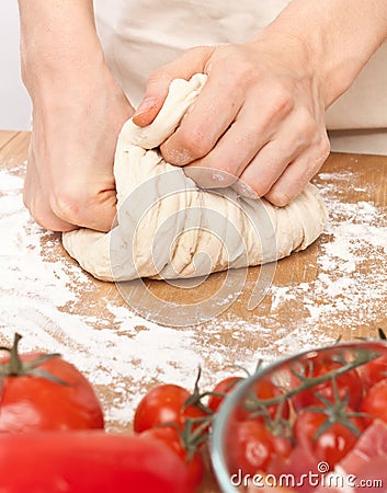Kneading dough Stock Photo