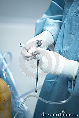 Knee arthroscopy orthopedic surgery operation Stock Photo