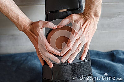 Knee brace for ACL knee injury Stock Photo