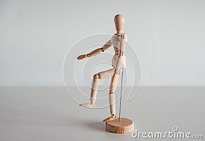 Knee flexion on wooden model, Biceps Femoris, Semitendinosus, Semimembranosus muscles Stock Photo